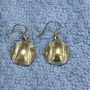 Sporty Sterling Silver Baseball Earrings